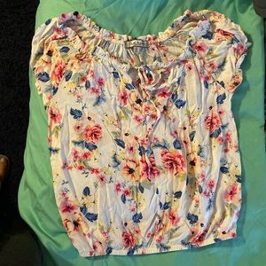 White flowery blouse